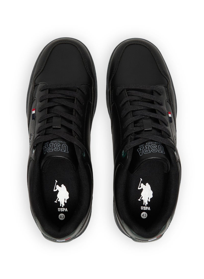 Men's Black Low-Top Casual Sneakers - Lace-Up Design with Comfort Cushioned Sole for Everyday Style