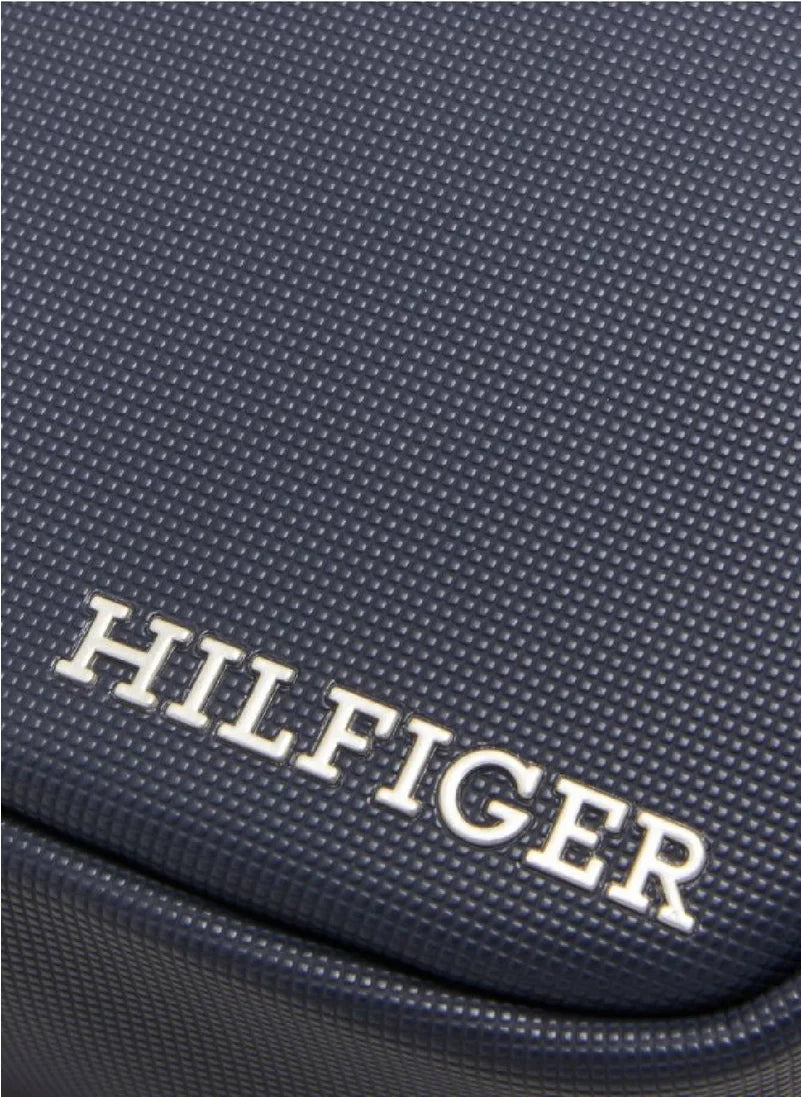Men's Hilfiger Monotype Logo Pique Small Washbag - Pique textured finish, Blue