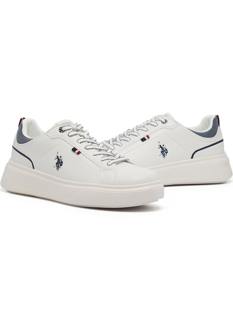 Men's White Low-Top Sneakers - Lightweight Lace-Up Design