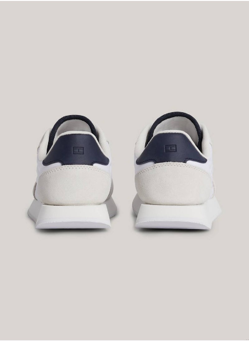 Women's Global Stripe Essential Suede Trainers -  Suede upper, White