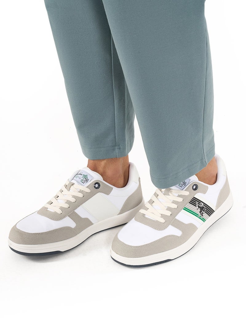 Men's White Low-Top Sneakers - Lightweight Lace-Up Design, Comfortable for Everyday Outfits