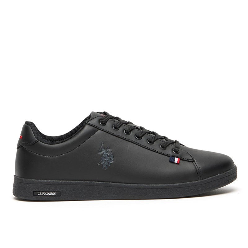 Men's Black Low-Top Sneakers - Bold Lace-Up Style, Comfortable Casual Footwear