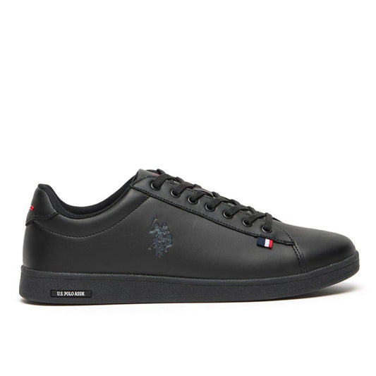 Men's Black Low-Top Sneakers - Bold Lace-Up Style, Comfortable Casual Footwear
