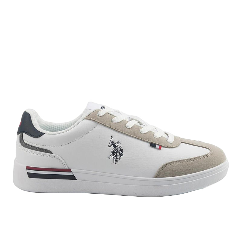 Men's White Sneakers, Stylish Contrast Design Shoes for Sporty Everyday Looks