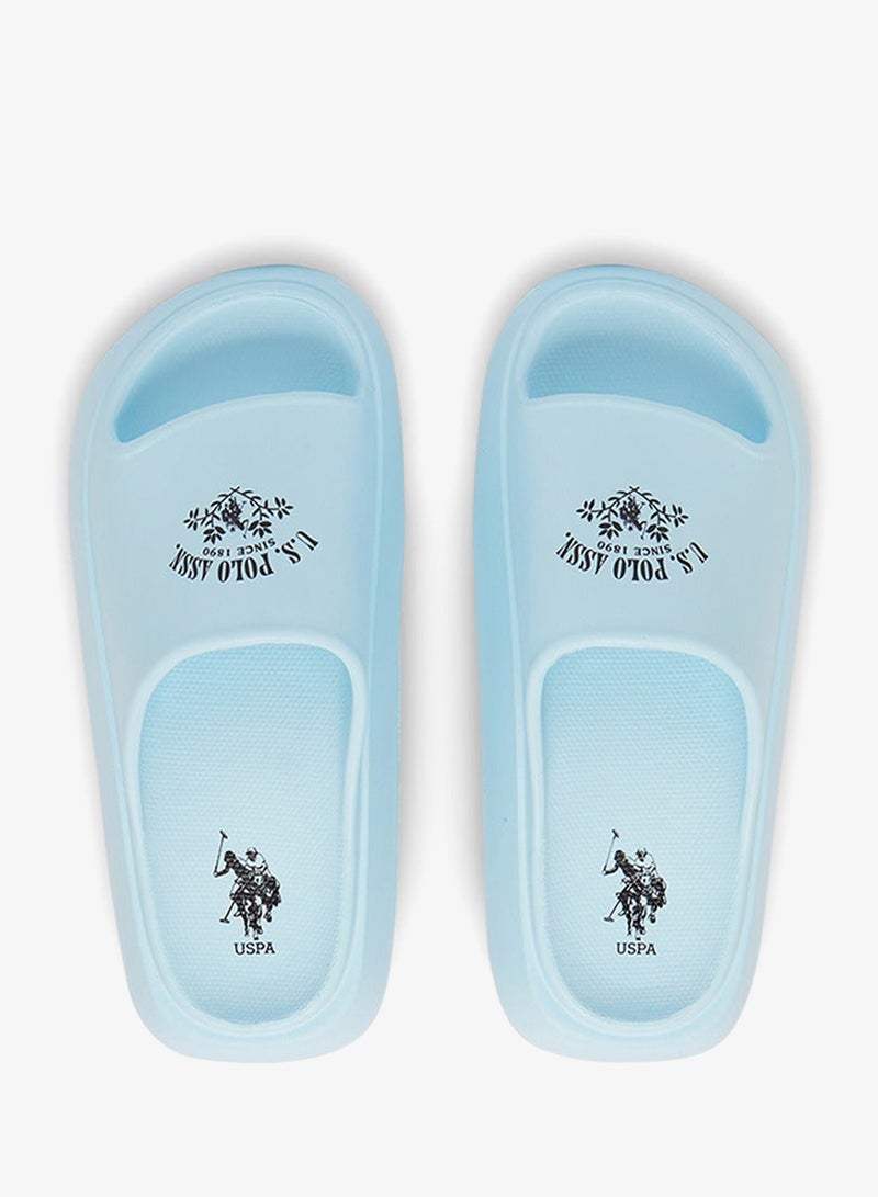 Women's Light Blue Slides - High-Quality Sole Lightweight Shoes & Trendy Design