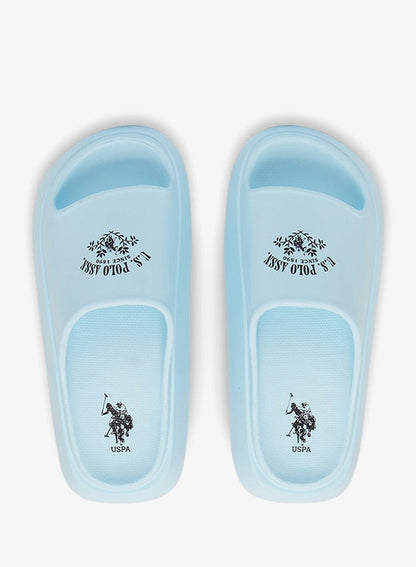 Women's Light Blue Slides - High-Quality Sole Lightweight Shoes & Trendy Design