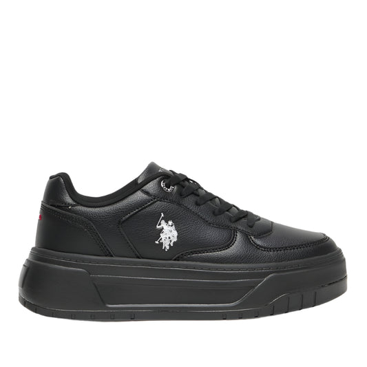 Women's Stylish Black Low-Top Casual Sneakers - Chunky Outsole With Foam Padding, Lace-Up Design for Everyday Style