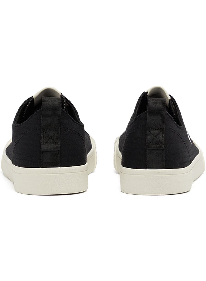 Men's Black Low-Top Canvas Sneakers - Iconic Branding for a Clean Look