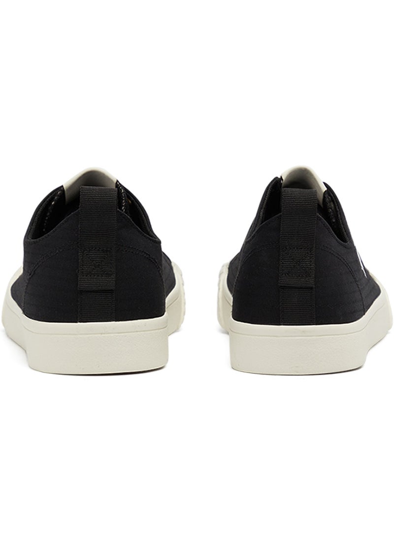 Men's Black Low-Top Canvas Sneakers - Iconic Branding for a Clean Look