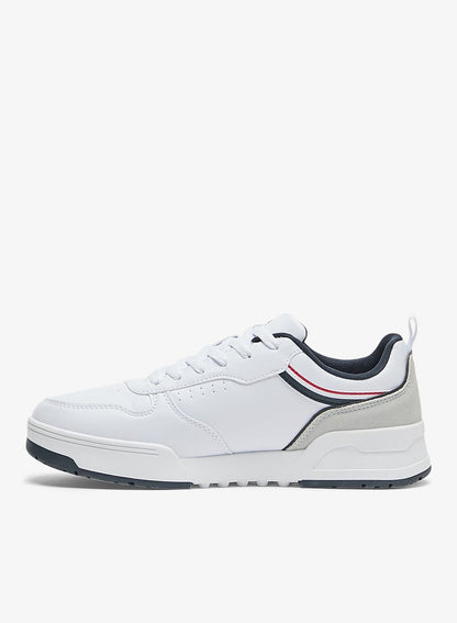 Men's White Sneakers - Lightweight Modern Design Shoes, Comfortable Everyday Casual