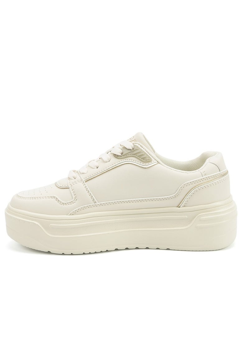 Women's  Beige Low-Top Sneakers - Style that Moves, Comfort that Lasts