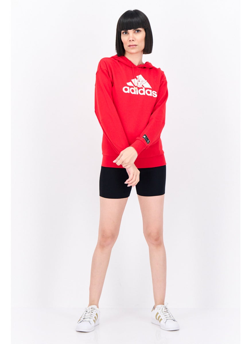 Women Sportswear Fit Long Sleeve Outdoor Sweatshirt, Red