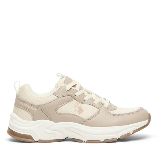 Women's Low-Top Beige Casual Sneakers - Lightweight Stylish Lace-Up Design with Comfort Cushioned Sole for Everyday Wear