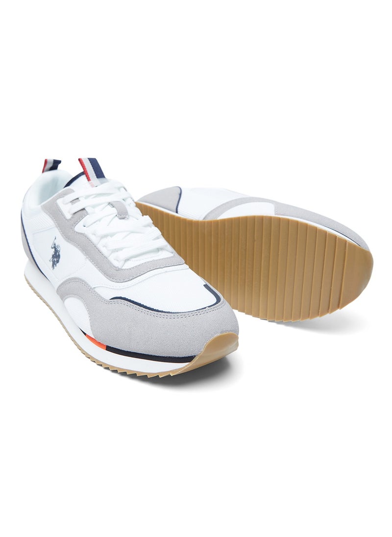Men's White Low-Top Sneakers - Lightweight Timeless Lace-Up Style, Ideal for Casual Outings