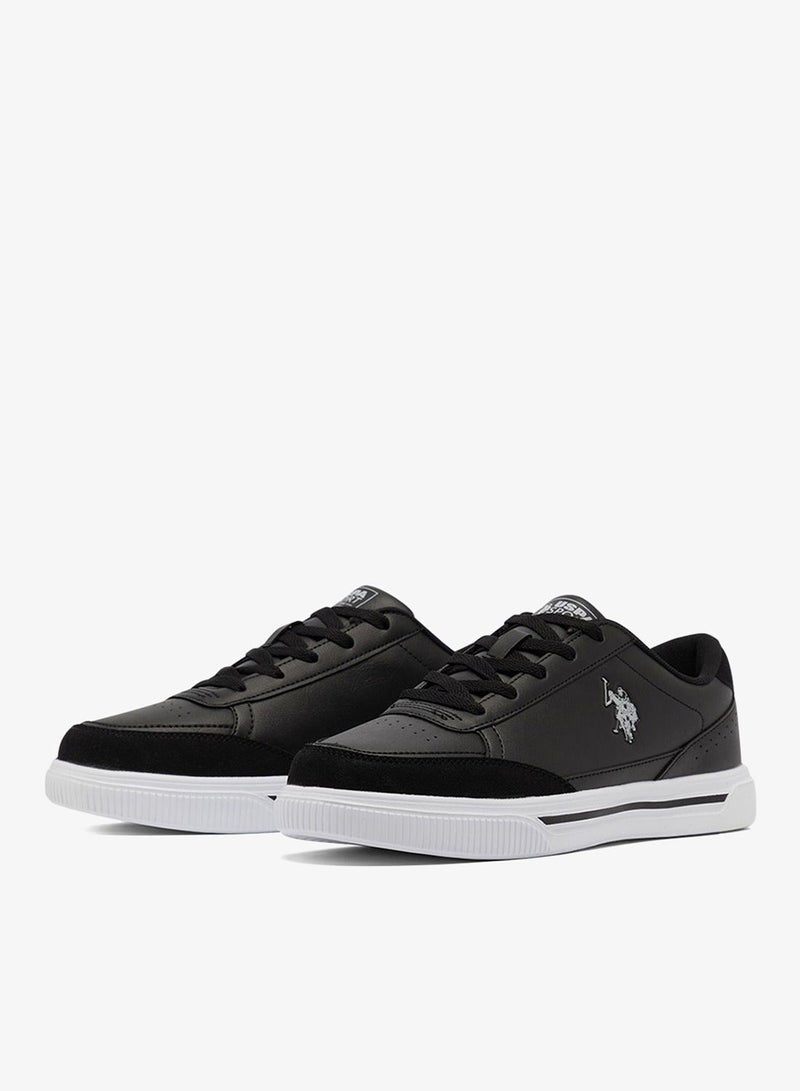 Men's Black Low-Top Sneakers - Lightweight Shoes Lace-Up Design, Comfortable for Everyday Outfits