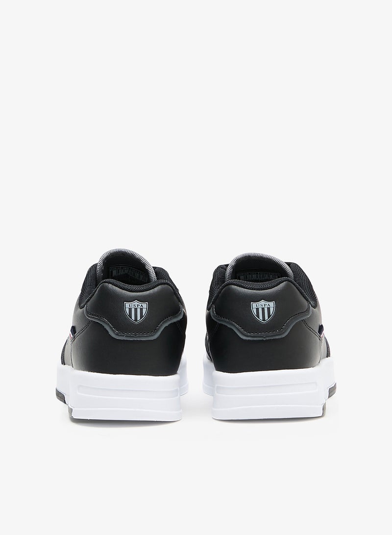 Women's Black Low-Top Sneakers - Lightweight Shoes With White Sole , Comfortable Casual Shoes