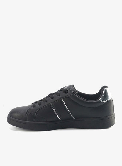 Women's Black Sneakers with Metallic Accents Shoes - Sleek Design Shoes for Modern Casual Style