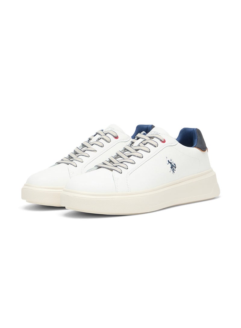 Men's White Low-Top Casual Sneakers – Trendy Design with Superior Comfort and Traction
