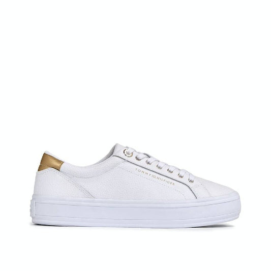 Women's Essential Metallic Heel Lace-Up Trainers -  Mixed upper: leather, nylon, polyurethane, White