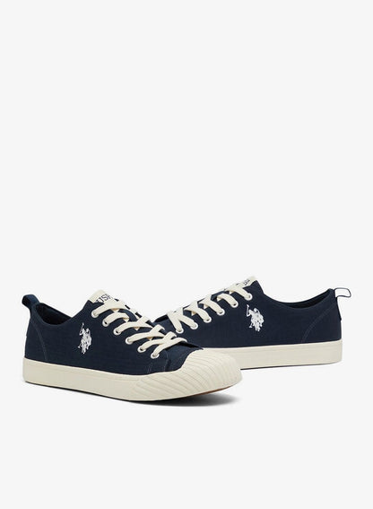 Men's Navy Low-Top Canvas Sneakers - Iconic Branding for a Clean Look Shoes