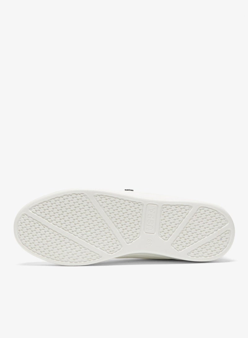 Women's White Low-Top Sneakers - Classic Style Shoes with Gold Accent and Cushioned Comfort Sole for Everyday Wear