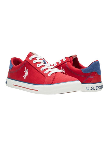 Women's Red Casual Canvas Lace-Up Sneakers, Lightweight Shoes for Everyday Wear