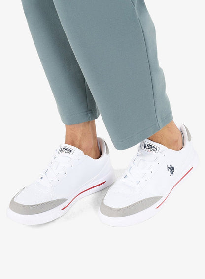 Men's White Low-Top Sneakers - Lightweight Shoes Lace-Up Design, Comfortable for Everyday Outfits