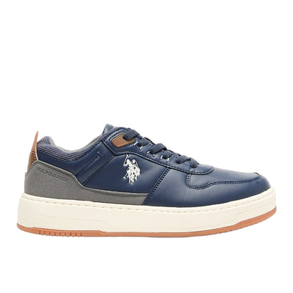Men's Navy Low-Top Sneakers - Stylish Casual Shoes with Grey and Tan Accents, Durable and Stylish Casual Footwear