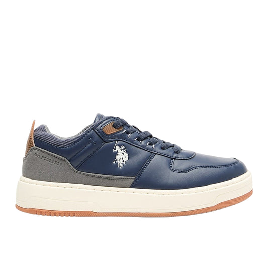 Men's Navy Low-Top Sneakers - Stylish Casual Shoes with Grey and Tan Accents, Durable and Stylish Casual Footwear
