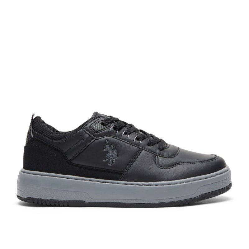 Men's Black Low-Top Casual Sneakers - Dual-Tone Sole Lace-Up Design for Everyday Style