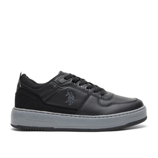 Men's Black Low-Top Casual Sneakers - Dual-Tone Sole Lace-Up Design for Everyday Style