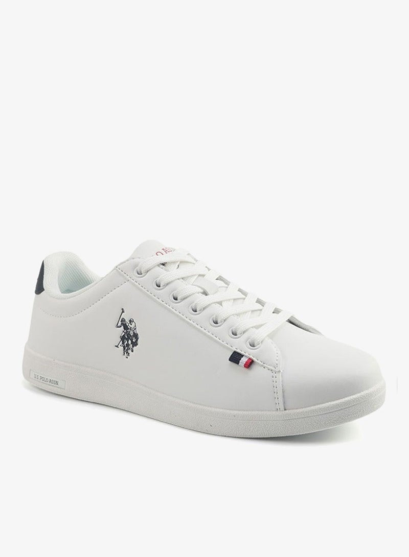 Women's White Sneakers with Navy Contrast Shoes - Bold Lace-Up Style for Striking Everyday Look Shoes