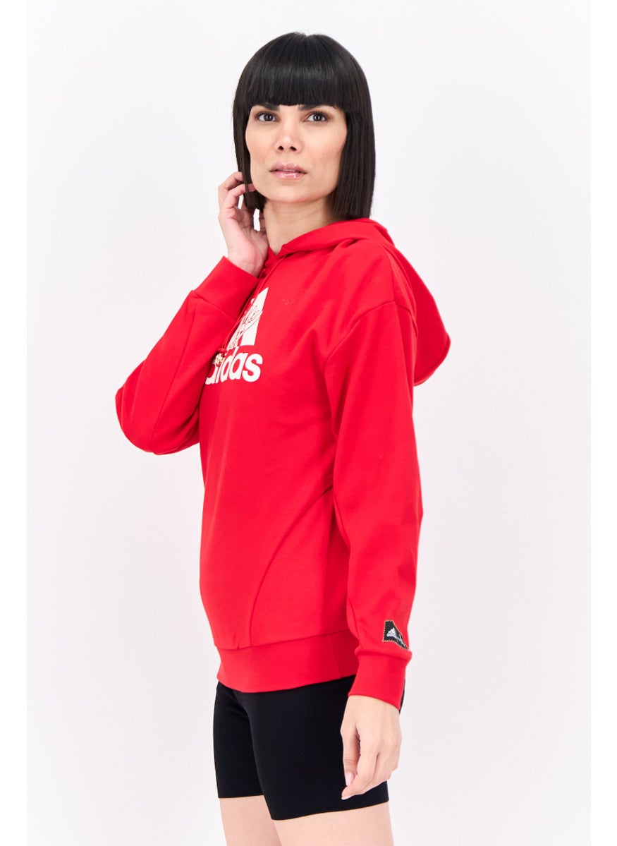 Women Sportswear Fit Long Sleeve Outdoor Sweatshirt, Red