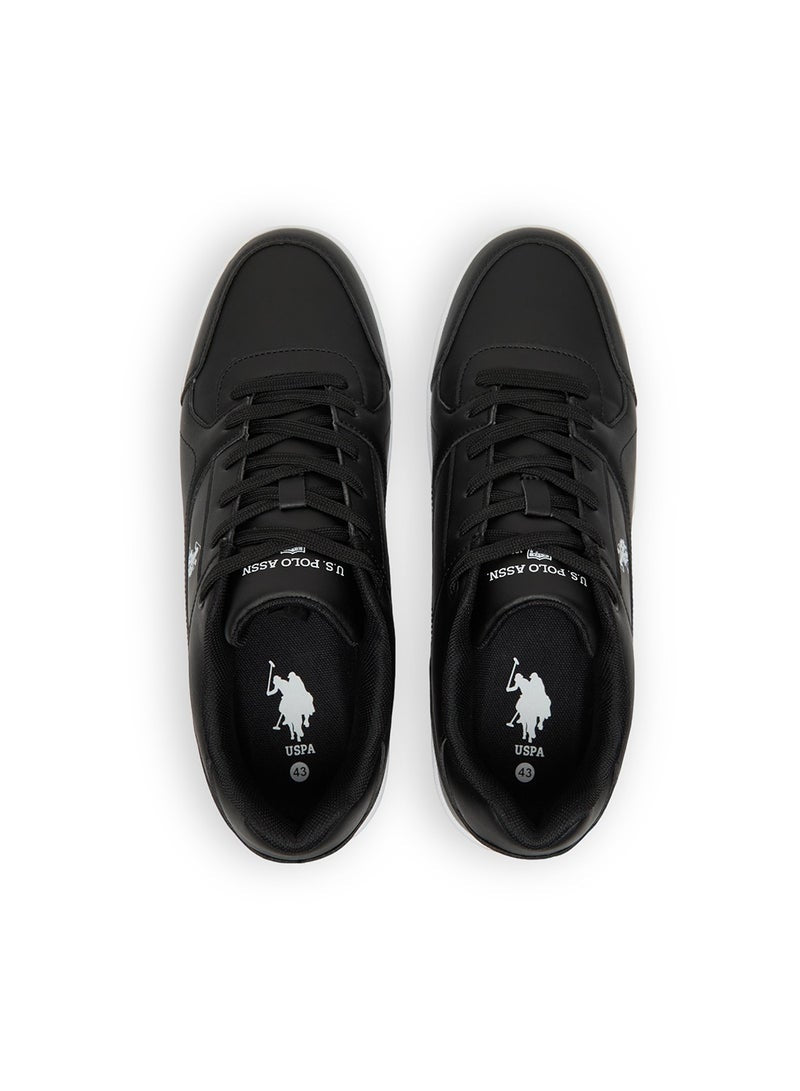 Men's Black Low-Top Sneakers - Sleek Style with Lace-Up Design and Comfort Cushioned Sole for Everyday Wear