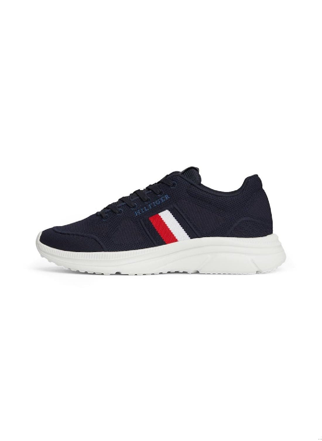 Men's Signature Tape Knit Runner Trainers, Blue- Recycled Polyester
