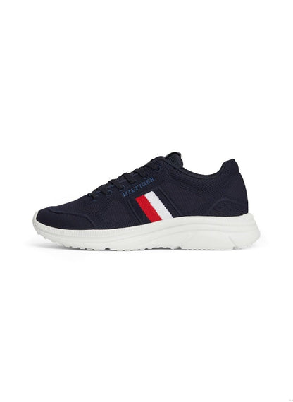 Men's Signature Tape Knit Runner Trainers, Blue- Recycled Polyester