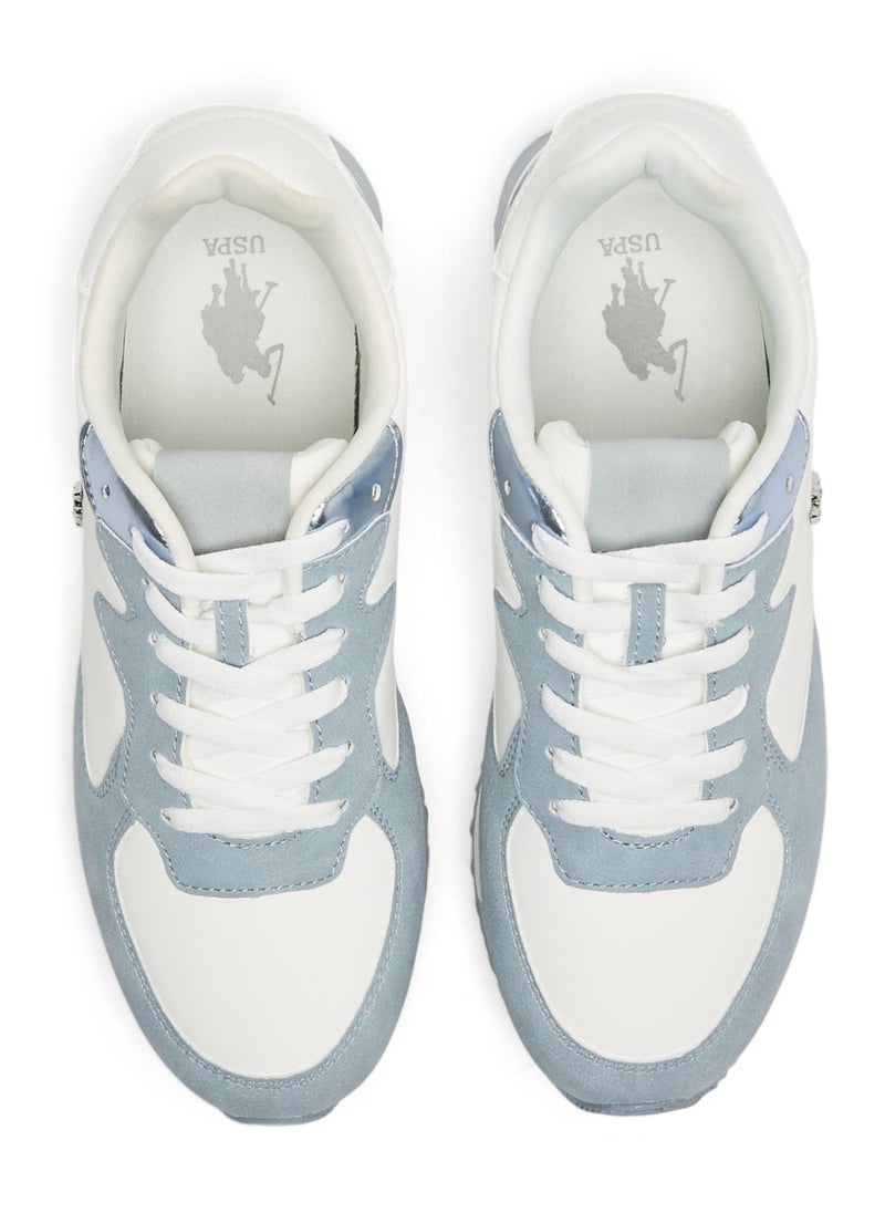 Women's Retro-Style Sneakers - Lightweight with Silver Accents, Casual Lace-Up Shoes for a Sporty Look