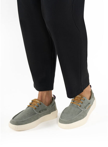 Men's Khaki Low-Top Sneakers - Lightweight Slip-On Design with Iconic Branding for a Clean Look