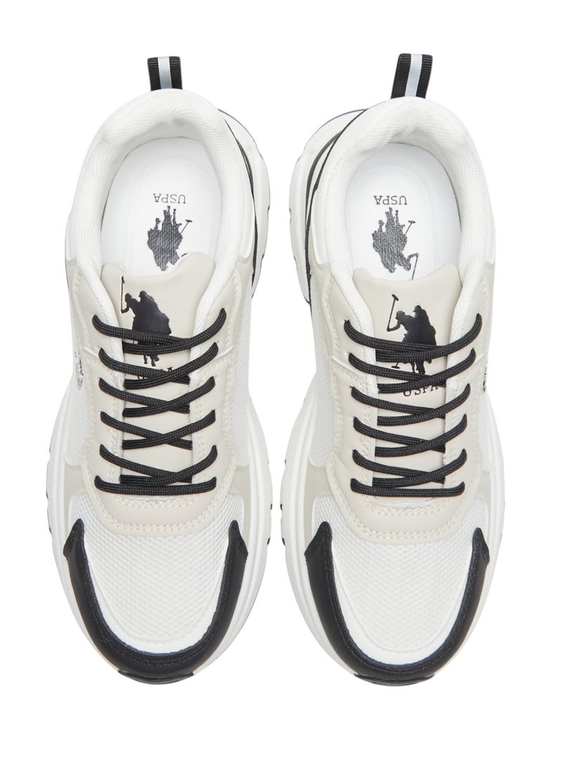 Women's White with Black Accent Sneakers - Bold Rugged Style with Durable Sole for Outdoor Wear