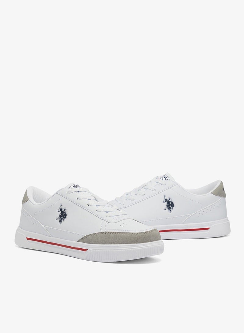 Men's White Low-Top Sneakers - Lightweight Shoes Lace-Up Design, Comfortable for Everyday Outfits