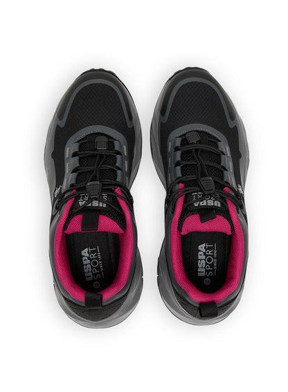 Women's Black Low-Top Sneakers - Trendy Lace-Up Design, Used For Trekking, Running