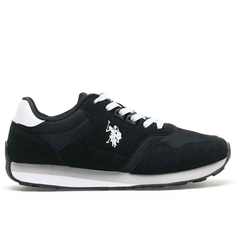 Men's Black Sneakers - Classic Design with White Accents, Comfortable Casual Shoes for Everyday Style