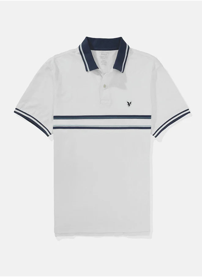 Logo Striped Short Sleeve Polo Shirt