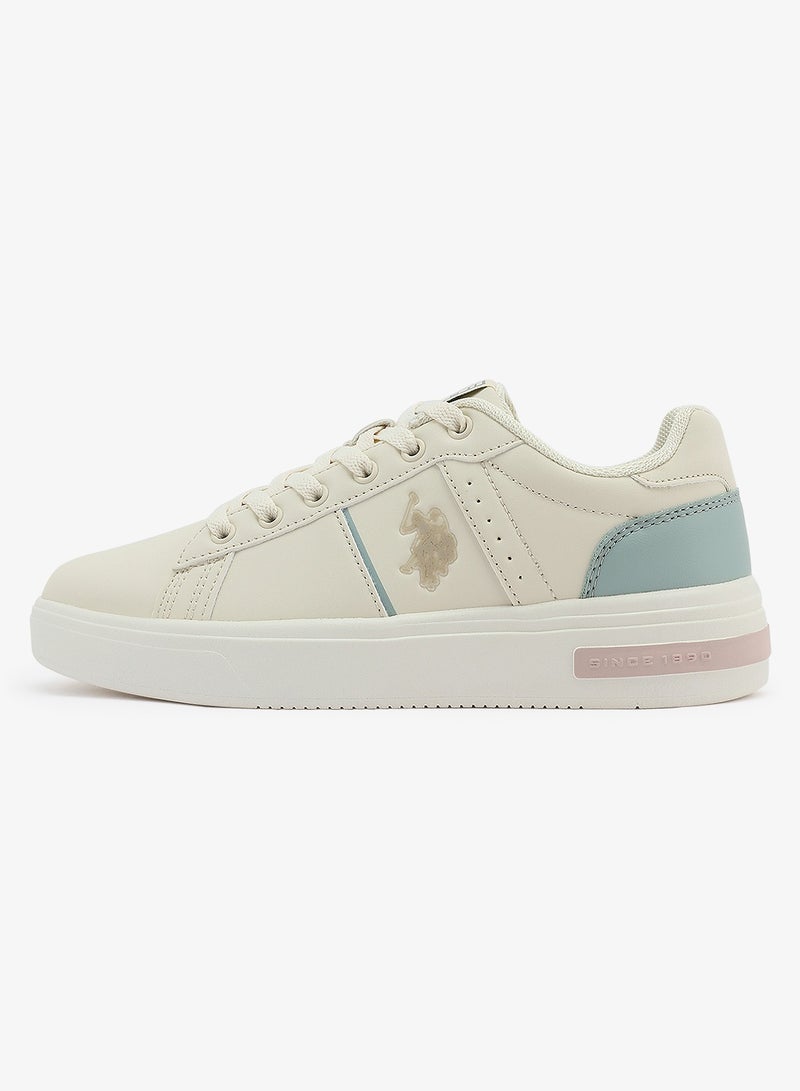 Women's Beige Low-Top Sneakers - Lightweight Modern Design Shoes for All-Day Comfort
