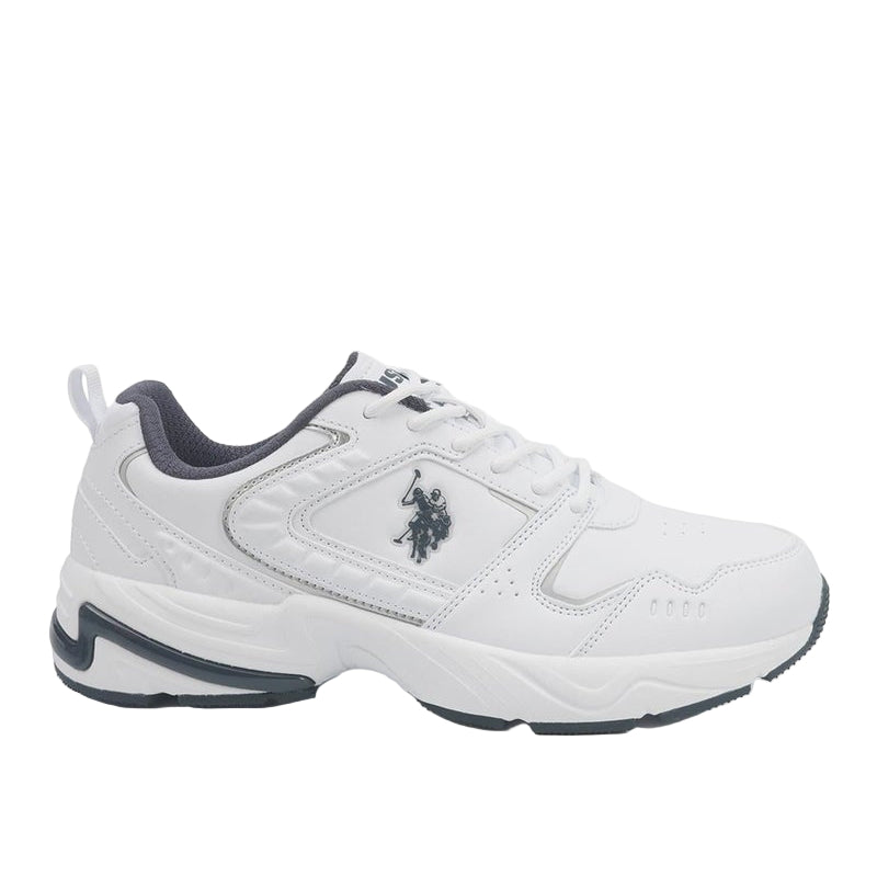 Men's White Classic Low-Top Sneakers, Bold Lace-Up Style, Comfortable Casual Footwear Shoes