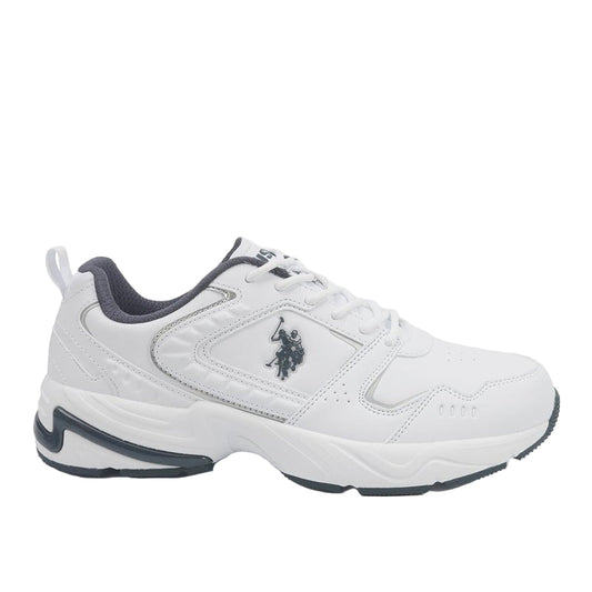 Men's White Classic Low-Top Sneakers, Bold Lace-Up Style, Comfortable Casual Footwear Shoes