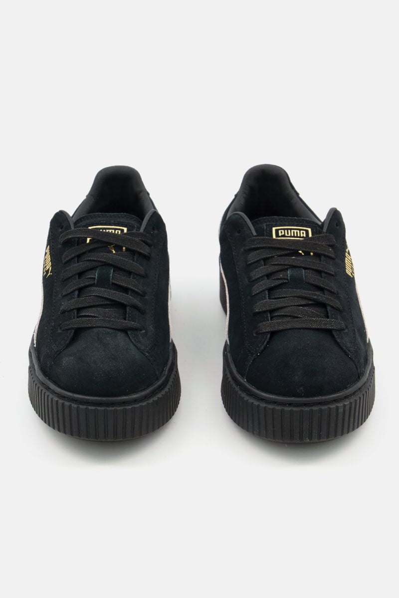 Women Suede Platform Sd Lace Up Outdoor Shoes, Black