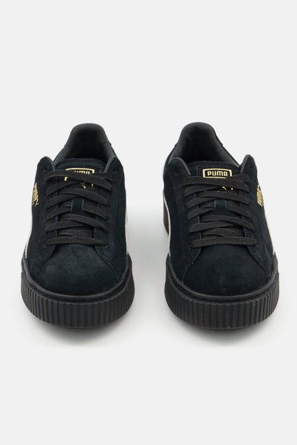 Women Suede Platform Sd Lace Up Outdoor Shoes, Black