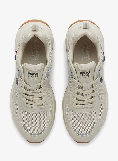 Men's Beige Low-Top Sneakers - Lightweight Shoes Lace-Up Design, Comfortable for Everyday Outfits
