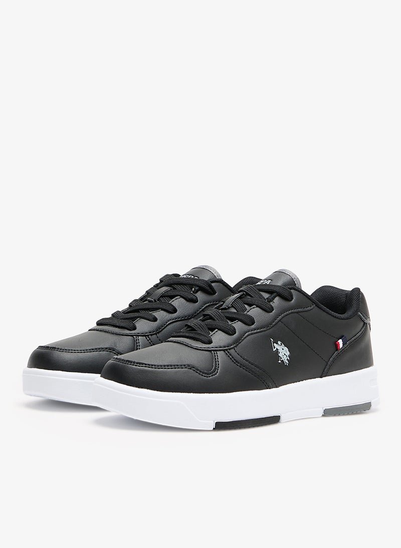Women's Black Low-Top Sneakers - Lightweight Shoes With White Sole , Comfortable Casual Shoes